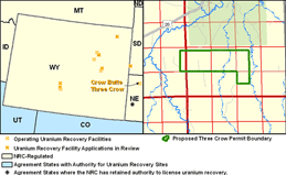 State Map and Proposed Permit Boundary for Three Crow Uranium Recovery Facility