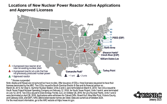 Map of Projected New Nuclear Power Reactors
