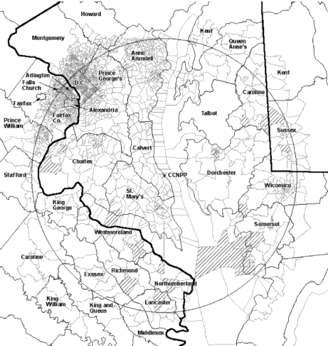 eographic Distribution of Low-Income Populations Within 80 km (50 mi) of the CCNPP