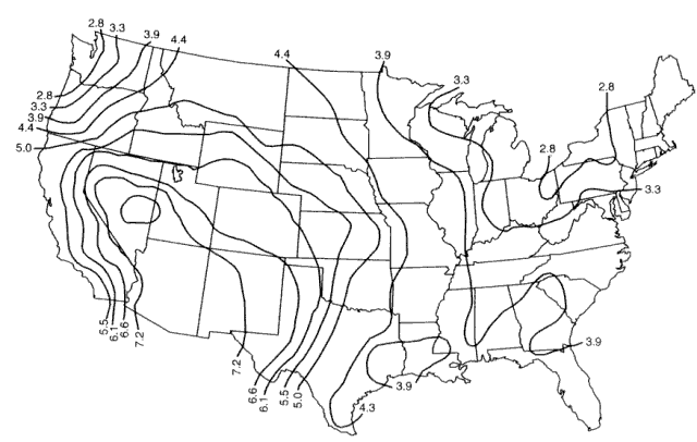 Solar resource availability: annual average daily direct normal solar radiation