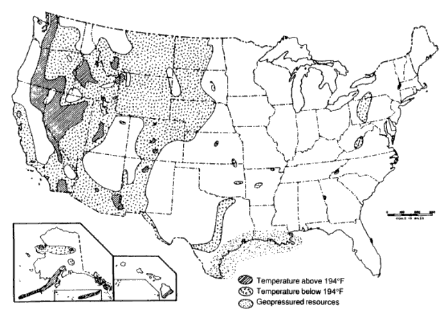 U.S. known and potential geothermal energy resources