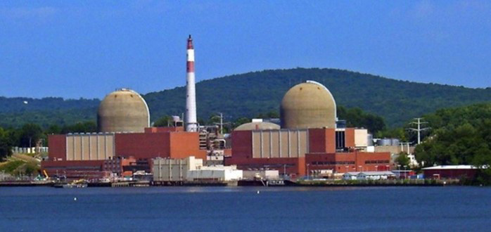 image of a nuclear site from across a river
